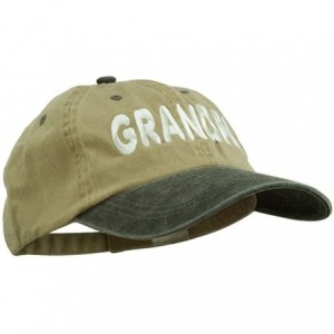 Baseball Caps Wording of Grandpa Embroidered Washed Two Tone Cap - Khaki Black - CF11USNEYLH $17.58