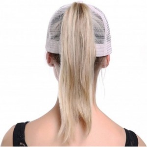 Skullies & Beanies Ponytail Cap Messy Trucker Adjustable Visor Baseball Cap Hat Unisex - Beige - C718DYSH5CL $16.75