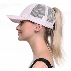 Skullies & Beanies Ponytail Cap Messy Trucker Adjustable Visor Baseball Cap Hat Unisex - Beige - C718DYSH5CL $16.75