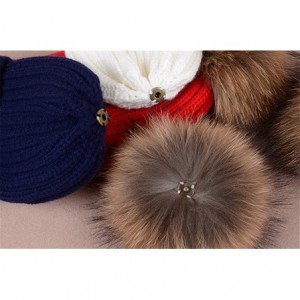 Skullies & Beanies Knit Hat for Womens Girls Fleece Winter Slouchy Beanie Hat with Real Raccon Fox Fur Pom Pom - Style02 Grey...