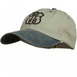 Baseball Caps US Route 66 Embroidered Pigment Dyed Washed Cap - Beige Navy - CP18GHH5SZ8 $24.62