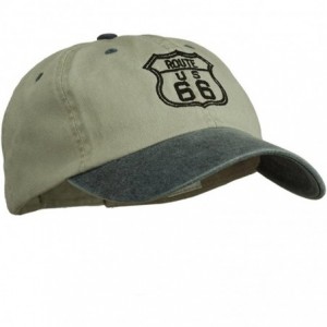 Baseball Caps US Route 66 Embroidered Pigment Dyed Washed Cap - Beige Navy - CP18GHH5SZ8 $24.62