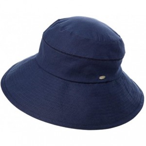 Newsboy Caps Womens UPF50+ Linen/Cotton Summer Sunhat Bucket Packable Hats w/Chin Cord - 89312_navy - CH18SMCAE9E $38.05