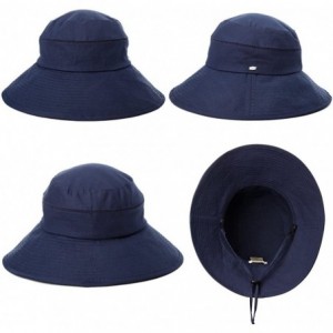 Newsboy Caps Womens UPF50+ Linen/Cotton Summer Sunhat Bucket Packable Hats w/Chin Cord - 89312_navy - CH18SMCAE9E $20.67