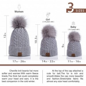Skullies & Beanies Women Winter Pom Pom Beanie Hats Warm Fleece Lined-Chunky Trendy Cute Chenille Knit Twist Cap - 2-light Gr...