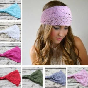 Headbands Women Girls Fashion Stretchy Wide Lace Headband Turban Headwrap - Grey - C512I9KHPNT $6.56