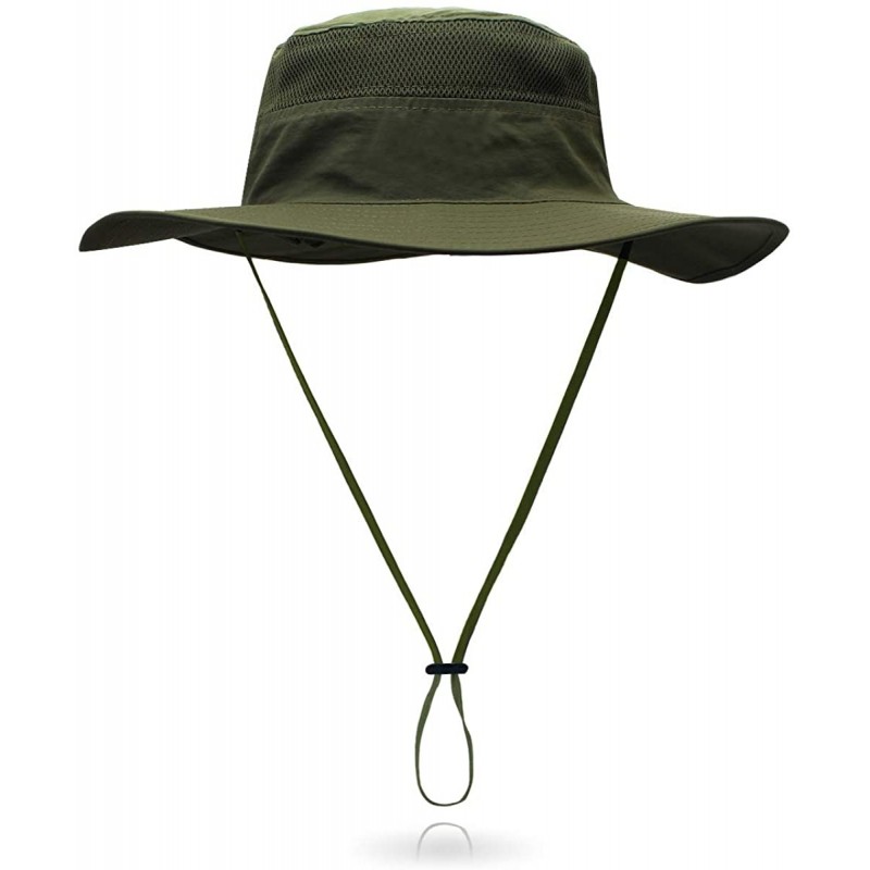 Sun Hats Outdoor Sun Hat Quick-Dry Breathable Mesh Hat Camping Cap - Army Green - CA18WCZ2O7W $17.87