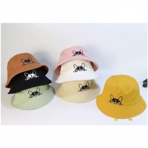 Bucket Hats Bulldog Embroidery Hat Bucket Hat Fisherman Hat Summer Cap Beach Hat Summer Hat - Light Khaki - C818WDZC65U $20.01