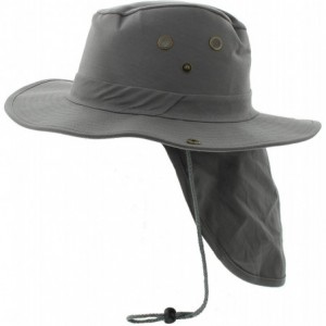 Sun Hats Wide Brim Bora Booney Outdoor Safari Summer Hat w/Neck Flap & Sun Protection - Gray Solid - CY182Q435ML $13.69