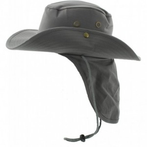 Sun Hats Wide Brim Bora Booney Outdoor Safari Summer Hat w/Neck Flap & Sun Protection - Gray Solid - CY182Q435ML $13.69