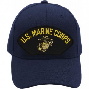Baseball Caps US Marine Corps EGA Hat/Ballcap Adjustable One Size Fits Most (Black Patch) - Navy Blue - C418S6HL05K $43.44