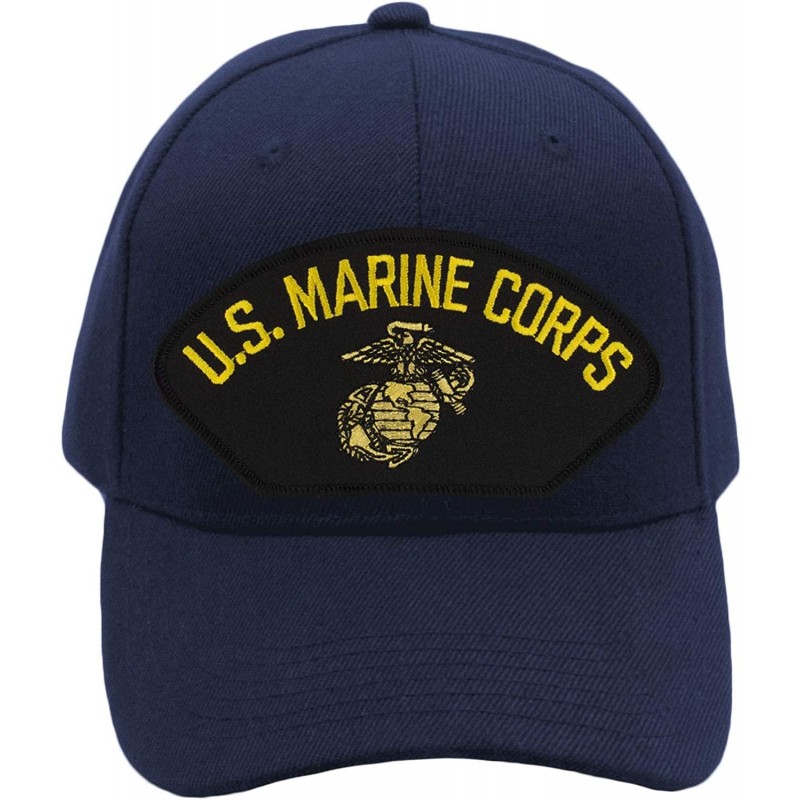 Baseball Caps US Marine Corps EGA Hat/Ballcap Adjustable One Size Fits Most (Black Patch) - Navy Blue - C418S6HL05K $23.75