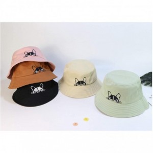 Bucket Hats Bulldog Embroidery Hat Bucket Hat Fisherman Hat Summer Cap Beach Hat Summer Hat - Light Khaki - C818WDZC65U $20.01