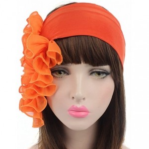 Bomber Hats Womens Wrap Cap Flower Chemo Hat Beanie Scarf Turban Headband - Orange - CD18INUR2OZ $7.30