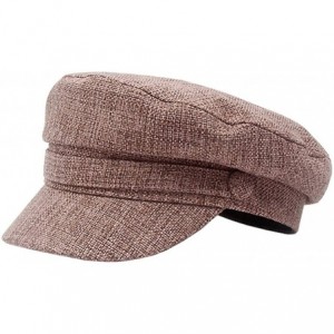 Newsboy Caps Linen Sailor Captain Caps Fiddle Skippers Breton Cap Newsboy - Pink - CU18R6A52Y9 $7.74