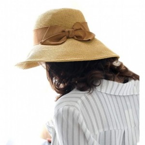 Sun Hats The New Womens Straw Hat Floppy Foldable Roll up Beach Cap Sun Hat - Khaki-8020 - CO1943D45YI $15.04