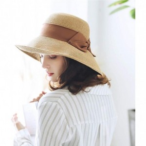 Sun Hats The New Womens Straw Hat Floppy Foldable Roll up Beach Cap Sun Hat - Khaki-8020 - CO1943D45YI $15.04