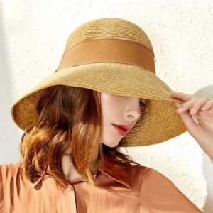 Sun Hats The New Womens Straw Hat Floppy Foldable Roll up Beach Cap Sun Hat - Khaki-8020 - CO1943D45YI $15.04