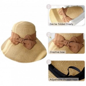 Sun Hats The New Womens Straw Hat Floppy Foldable Roll up Beach Cap Sun Hat - Khaki-8020 - CO1943D45YI $15.04