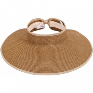 Sun Hats Lullaby Women's UPF 50+ Packable Wide Brim Roll-Up Sun Visor Beach Straw Hat - Light Coffee - CE183AT9ALQ $14.77