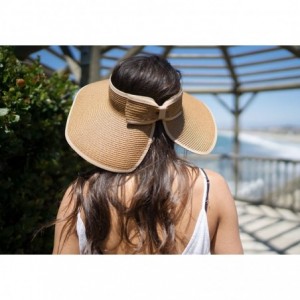 Sun Hats Lullaby Women's UPF 50+ Packable Wide Brim Roll-Up Sun Visor Beach Straw Hat - Light Coffee - CE183AT9ALQ $14.77