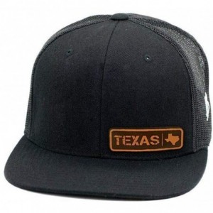 Baseball Caps 'Texas Native' Leather Patch Hat Flat Trucker - Black/White - C618IGR269T $21.58