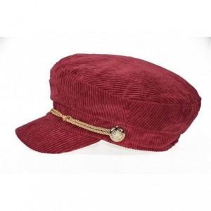 Newsboy Caps Women Ladies Hat Corduroy Captain's Breton Cap Beatles Lennon Newsboy Cadet Black - Red - CF18LL7OOO5 $15.32