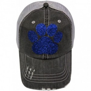 Baseball Caps Glitter Paw Print Grey Distressed Look Trucker Cap Sports School - Royal Blue Glitter Paw Print - CI18723S5L9 $...