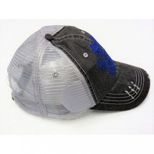 Baseball Caps Glitter Paw Print Grey Distressed Look Trucker Cap Sports School - Royal Blue Glitter Paw Print - CI18723S5L9 $...