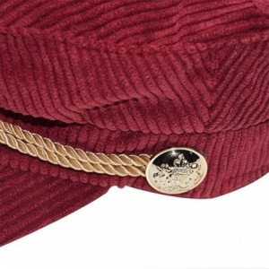 Newsboy Caps Women Ladies Hat Corduroy Captain's Breton Cap Beatles Lennon Newsboy Cadet Black - Red - CF18LL7OOO5 $15.32