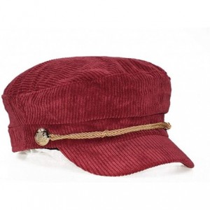 Newsboy Caps Women Ladies Hat Corduroy Captain's Breton Cap Beatles Lennon Newsboy Cadet Black - Red - CF18LL7OOO5 $15.32