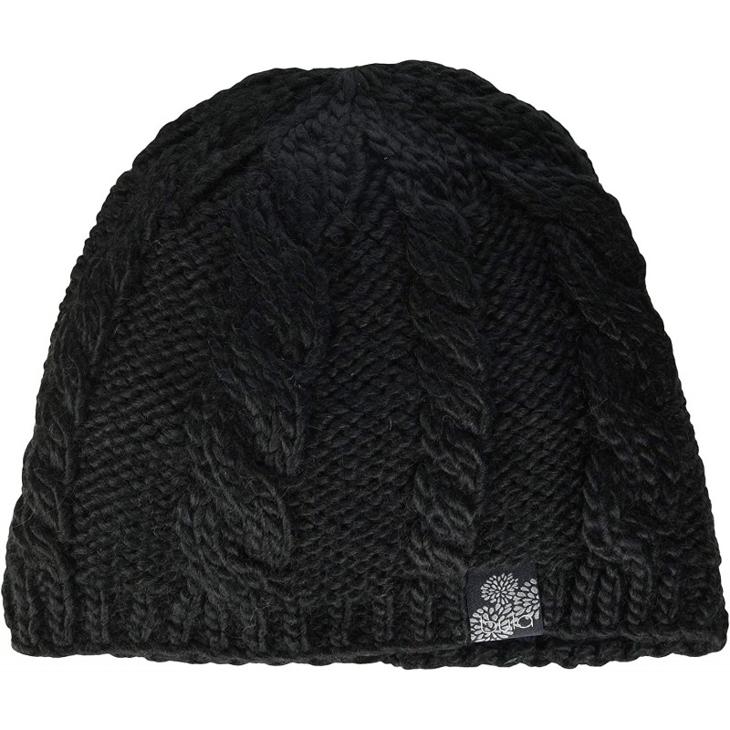 Skullies & Beanies Women's Aran Beanie - Black - C6124EVVS3P $18.53