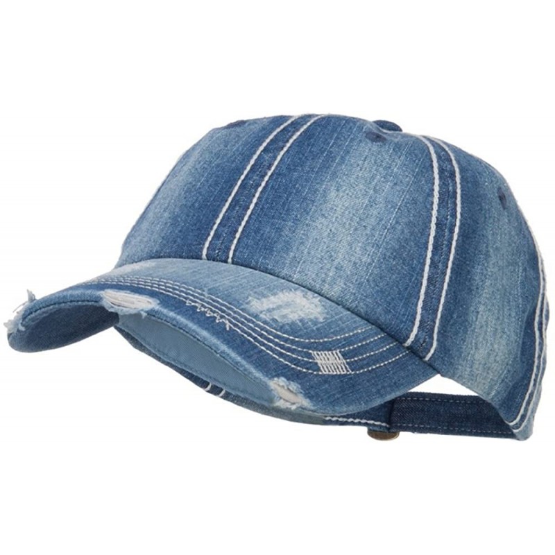 Baseball Caps Distressed Heavy Washed Denim Cap - Blue - CF12HV9R79V $25.36