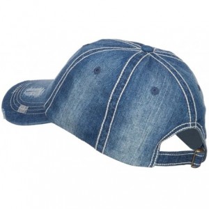 Baseball Caps Distressed Heavy Washed Denim Cap - Blue - CF12HV9R79V $25.36