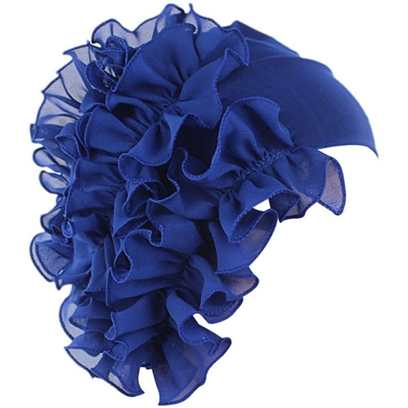 Bomber Hats Womens Wrap Cap Flower Chemo Hat Beanie Scarf Turban Headband - Blue - C618INZANKD $19.98