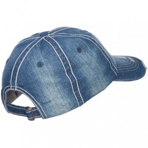 Baseball Caps Distressed Heavy Washed Denim Cap - Blue - CF12HV9R79V $25.36