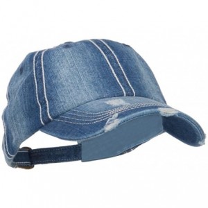 Baseball Caps Distressed Heavy Washed Denim Cap - Blue - CF12HV9R79V $25.36