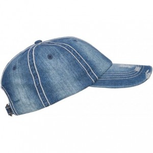 Baseball Caps Distressed Heavy Washed Denim Cap - Blue - CF12HV9R79V $25.36