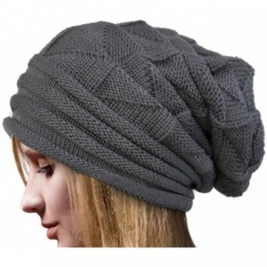 Skullies & Beanies Molly Women's Winter Beanie Knit Crochet Ski Hat Oversized Cap (Gray) - CA12MYGJY0B $14.21