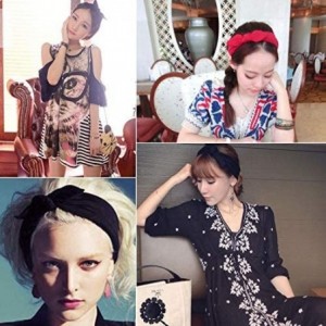 Headbands Vintage Adults Elastic Headband Bunny Ears Bow Hairband Hair Decor Accessory - Red - CW12GTBSAF1 $7.67