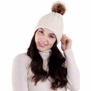 Skullies & Beanies Women's Knit Winter Hat Pom Pom Beanie - Cream - CU18HK0RGY4 $16.56