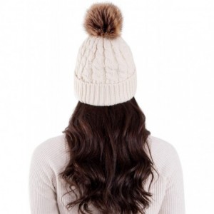 Skullies & Beanies Women's Knit Winter Hat Pom Pom Beanie - Cream - CU18HK0RGY4 $16.56