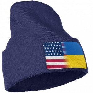 Skullies & Beanies USA Ukraine Flag Cuffed Plain Beanie Hat Skull Knit Hat Cap - Navy - CO18L42IYN2 $15.99