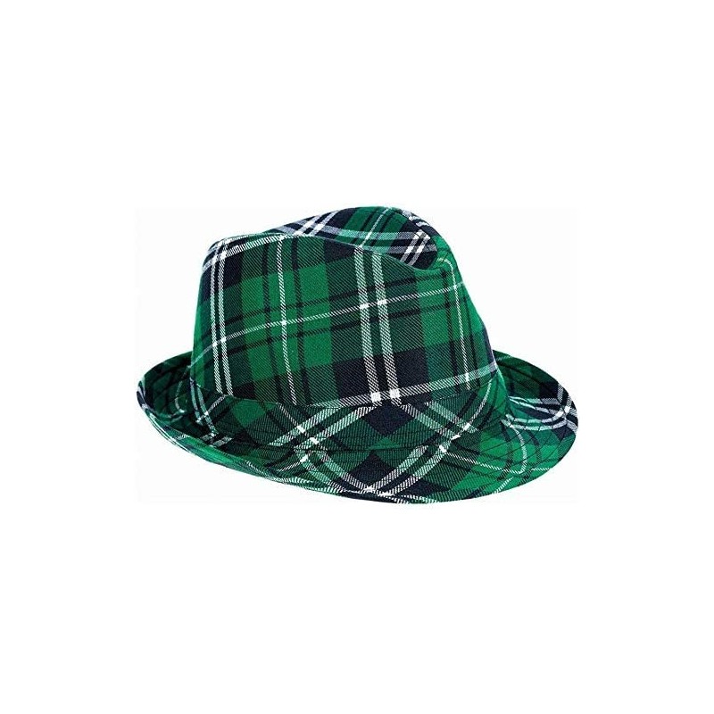 Fedoras St. Patrick's Day Plaid Fabric Fedora or Beret - Fedora - C1194E0MUSZ $11.22