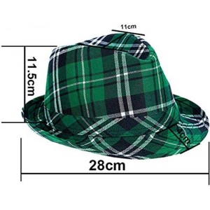 Fedoras St. Patrick's Day Plaid Fabric Fedora or Beret - Fedora - C1194E0MUSZ $11.22