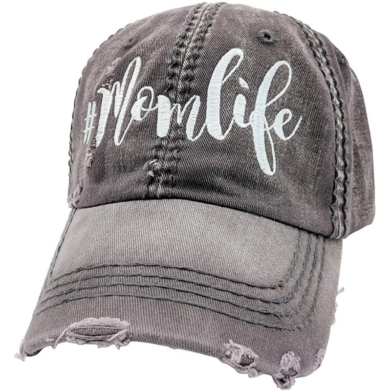 Baseball Caps Women's- Customizable- Momlife Embroidered Baseball Cap - Grey/Customized - CK18CS97ZW5 $24.67