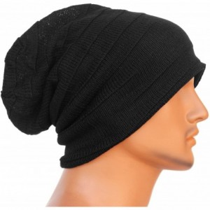 Skullies & Beanies Unisex Adult Summer Thin Slouch Beanie Long Baggy Skull Cap Stretchy Knit Hat Lightweight Cool - Black - C...