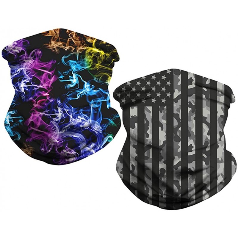 Balaclavas American Bandanas Balaclava Protection - 2 Pack- American Flag & Cool Fog - CT197UUUQLQ $22.29