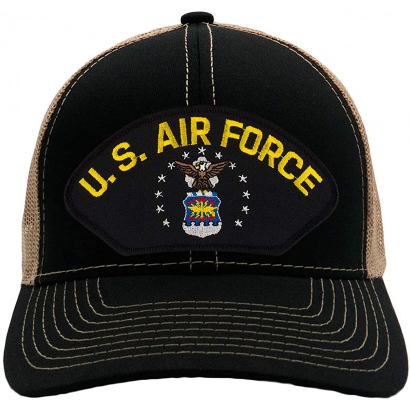Baseball Caps US Air Force Hat/Ballcap Adjustable One Size Fits Most - Mesh-back Black & Tan - CP18OL8IRXA $24.51