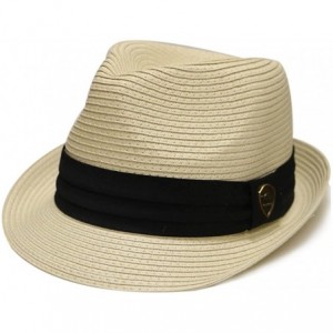 Fedoras Pamoa Unisex Pms490 Paper Braid Trilby Fedora Hats - Natural - CV12D8LEWU3 $13.92